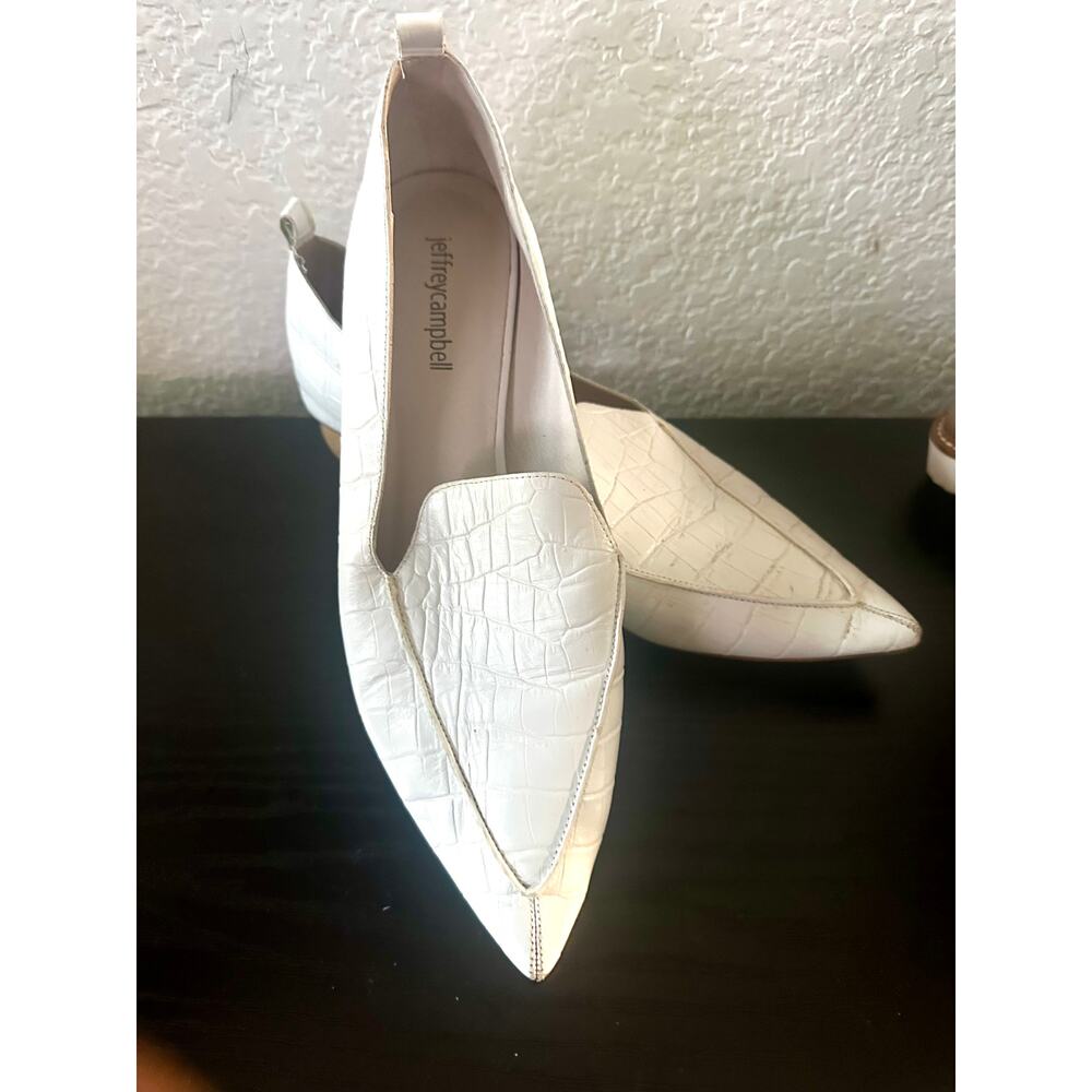 Jeffrey Campbell White Viona Leather Loafers - Size 9.5